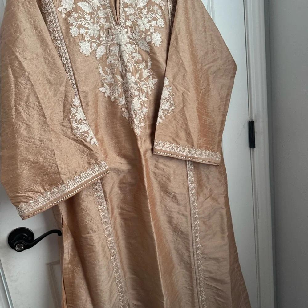 M-Basics Tan Embroidered Kurta Bottoms( 2 piece ) - Picture 5 of 6